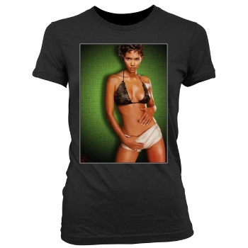 Halle Berry Women's Junior Cut Crewneck T-Shirt