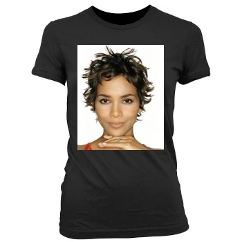 Halle Berry Women's Junior Cut Crewneck T-Shirt