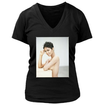 Halle Berry Women's Deep V-Neck TShirt