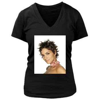 Halle Berry Women's Deep V-Neck TShirt