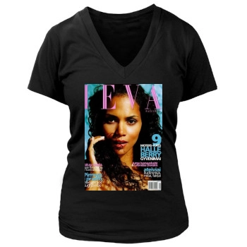 Halle Berry Women's Deep V-Neck TShirt