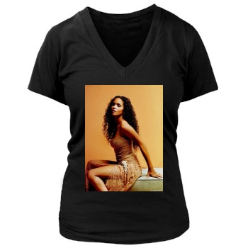 Halle Berry Women's Deep V-Neck TShirt