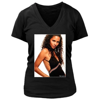 Halle Berry Women's Deep V-Neck TShirt