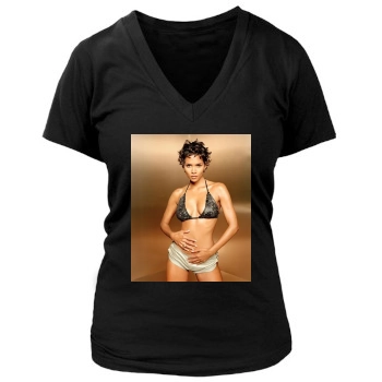 Halle Berry Women's Deep V-Neck TShirt