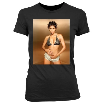 Halle Berry Women's Junior Cut Crewneck T-Shirt