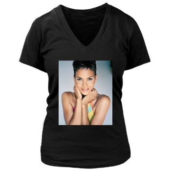 Halle Berry Women's Deep V-Neck TShirt