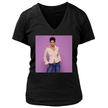 Halle Berry Women's Deep V-Neck TShirt