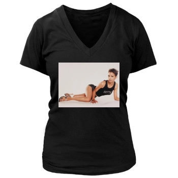 Halle Berry Women's Deep V-Neck TShirt