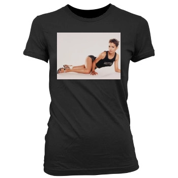 Halle Berry Women's Junior Cut Crewneck T-Shirt