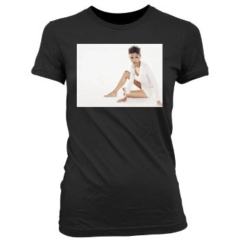 Halle Berry Women's Junior Cut Crewneck T-Shirt