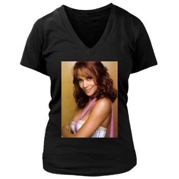 Halle Berry Women's Deep V-Neck TShirt