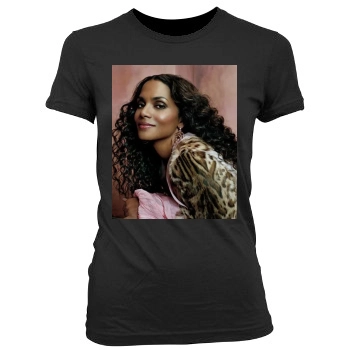 Halle Berry Women's Junior Cut Crewneck T-Shirt