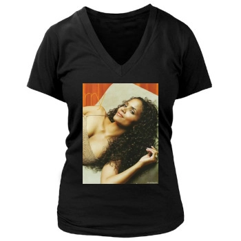 Halle Berry Women's Deep V-Neck TShirt