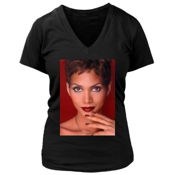 Halle Berry Women's Deep V-Neck TShirt