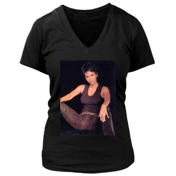 Halle Berry Women's Deep V-Neck TShirt