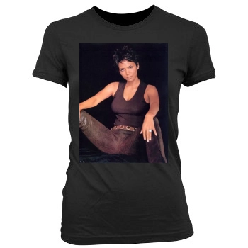 Halle Berry Women's Junior Cut Crewneck T-Shirt