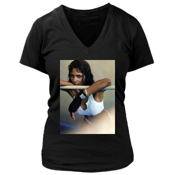 Halle Berry Women's Deep V-Neck TShirt