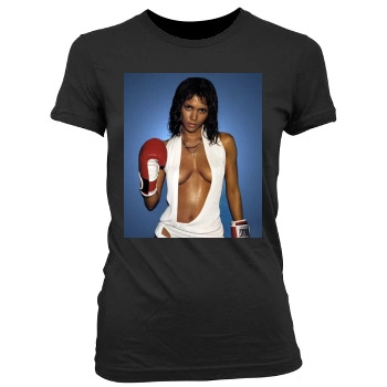 Halle Berry Women's Junior Cut Crewneck T-Shirt