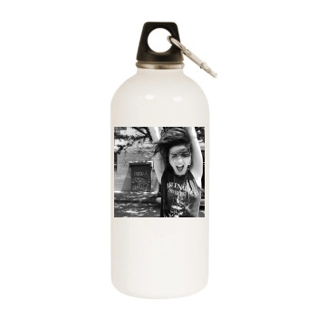 Shenae Grimes White Water Bottle With Carabiner