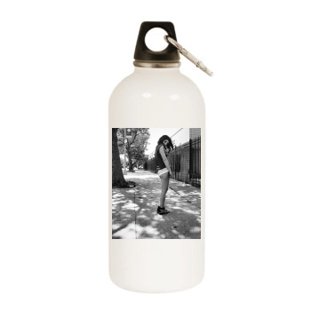 Shenae Grimes White Water Bottle With Carabiner