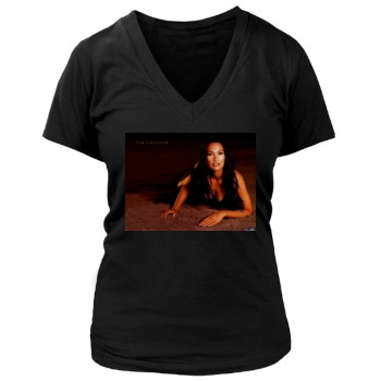 Tia Carrere Women's Deep V-Neck TShirt