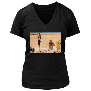 Tricia Helfer Women's Deep V-Neck TShirt