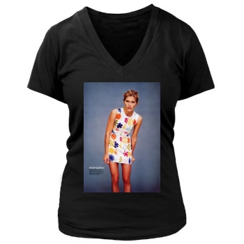 Tricia Helfer Women's Deep V-Neck TShirt