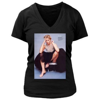 Tricia Helfer Women's Deep V-Neck TShirt