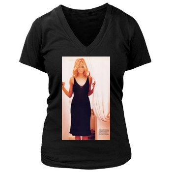 Tricia Helfer Women's Deep V-Neck TShirt