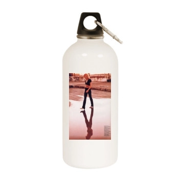 Tricia Helfer White Water Bottle With Carabiner