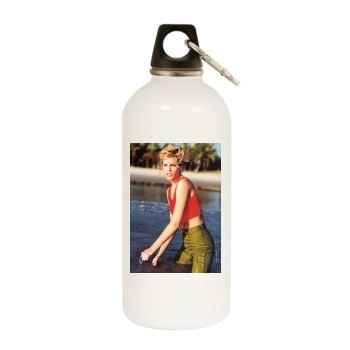 Tricia Helfer White Water Bottle With Carabiner