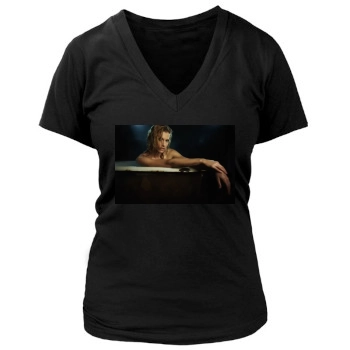 Tricia Helfer Women's Deep V-Neck TShirt