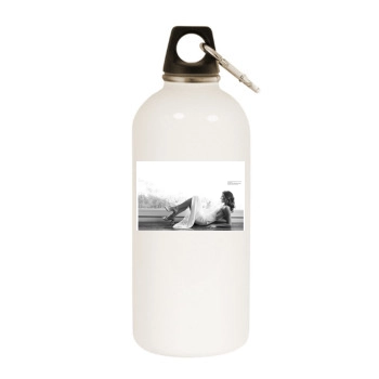 Tricia Helfer White Water Bottle With Carabiner