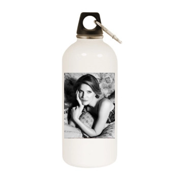 Tricia Helfer White Water Bottle With Carabiner