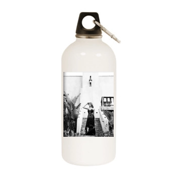 Tricia Helfer White Water Bottle With Carabiner