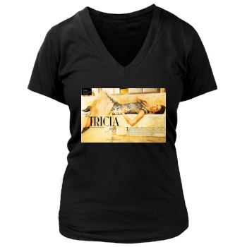 Tricia Helfer Women's Deep V-Neck TShirt