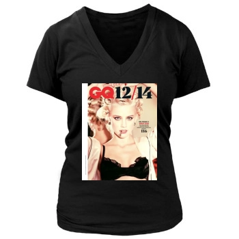 Amber Heard Women's Deep V-Neck TShirt