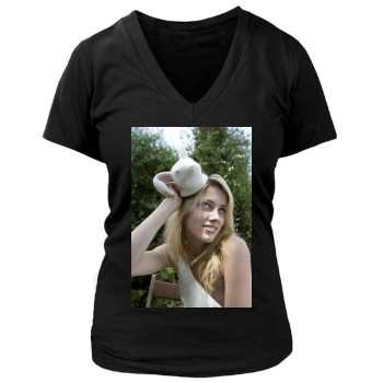 Amber Heard Women's Deep V-Neck TShirt