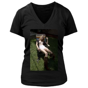 Amber Heard Women's Deep V-Neck TShirt