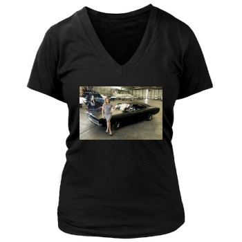 Amber Heard Women's Deep V-Neck TShirt