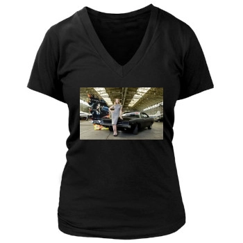 Amber Heard Women's Deep V-Neck TShirt