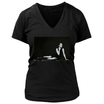 Amber Valletta Women's Deep V-Neck TShirt