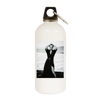 Amber Valletta White Water Bottle With Carabiner