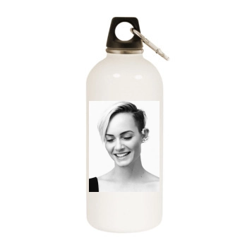 Amber Valletta White Water Bottle With Carabiner