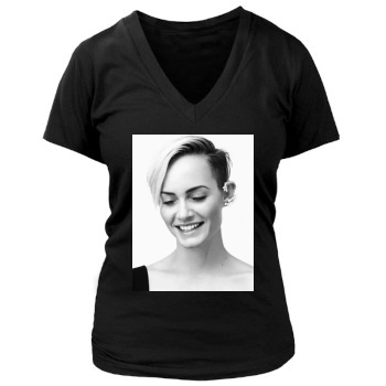 Amber Valletta Women's Deep V-Neck TShirt