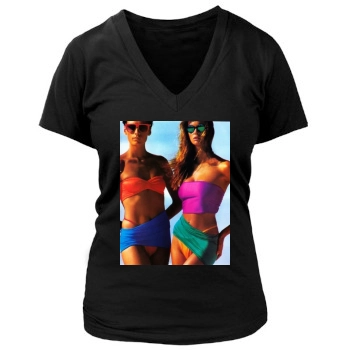 Famke Janssen Women's Deep V-Neck TShirt