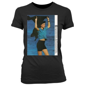 Famke Janssen Women's Junior Cut Crewneck T-Shirt