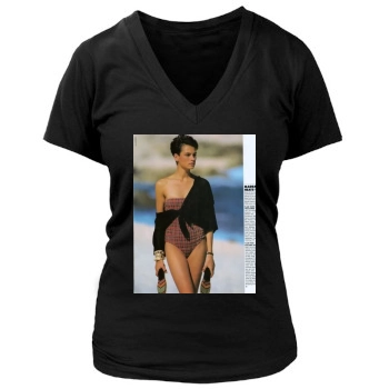 Famke Janssen Women's Deep V-Neck TShirt