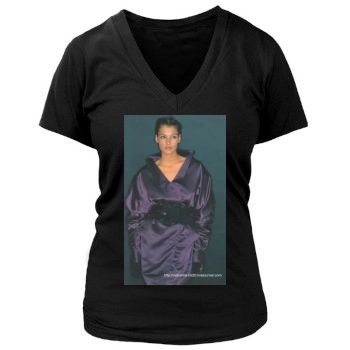 Famke Janssen Women's Deep V-Neck TShirt