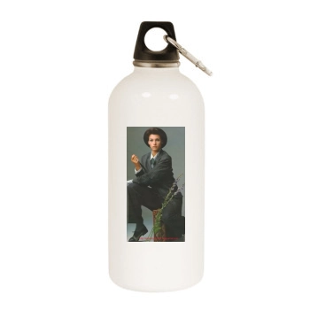 Famke Janssen White Water Bottle With Carabiner